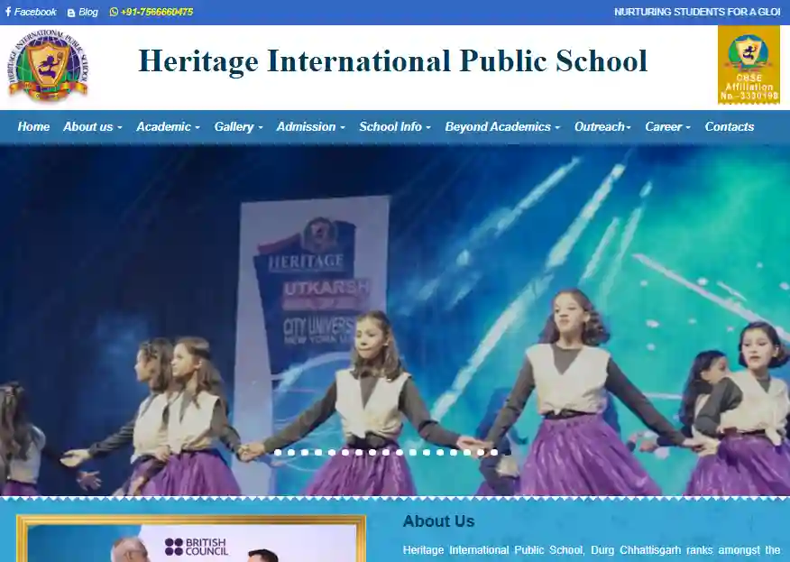 School Heritage International - Website designed and developed by Profsys Softwares Raipur